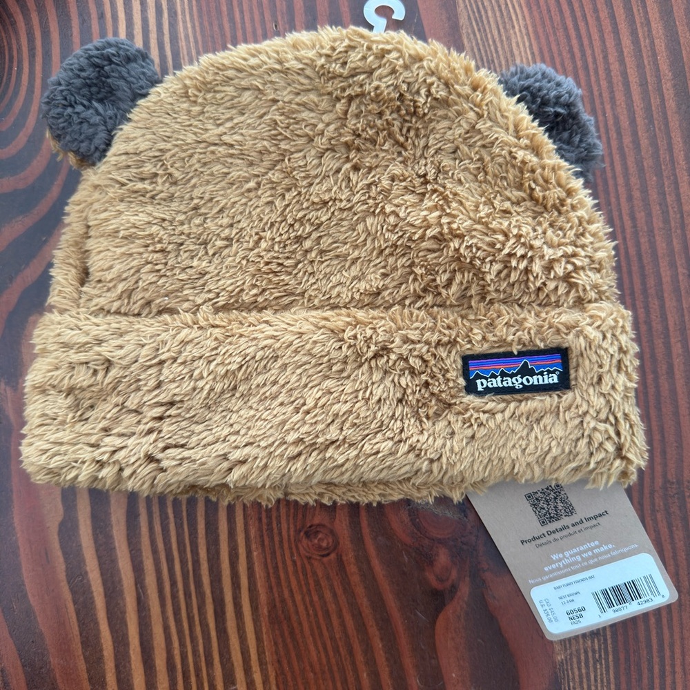 Patagonia Tan Fuzzy Beanie with Ears